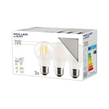 Müller Licht LED-lámpa E27 7W 827 matt 3 db-os kiszerelésben kép