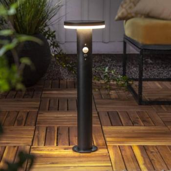Napelemes LED talapzatlámpa Valletta Sensor fekete fém 50 cm kép