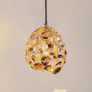Narisa LED függőlámpa Ø 18 cm rózsaarany/barna kép