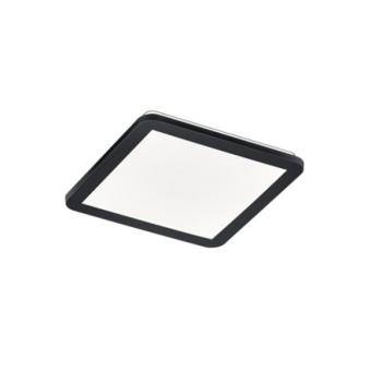 Négyzetes mennyezeti lámpa fekete 30 cm beépített LED-del, 3 fokozatú fényerő-szabályozóval, IP44 - Lope kép