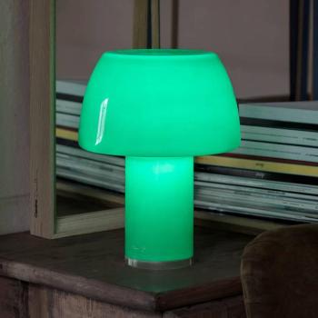 Nemo LED-es újratölthető asztali lámpa Lorosae, zöld, üveg, IP54, USB kép