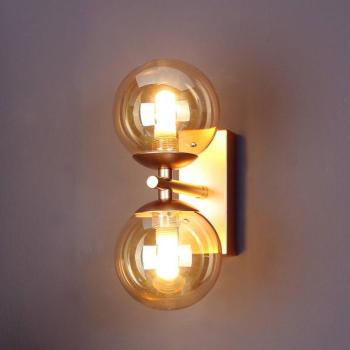 Neptun falilámpa 2-izzós arany üveggömbökkel kép