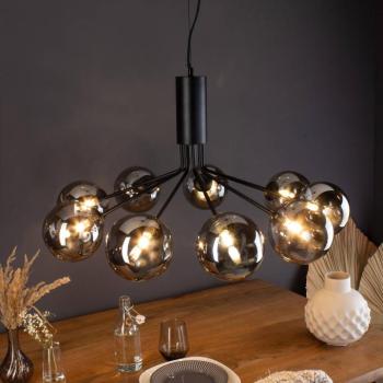 Neptun függőlámpa kerek fekete füstösüveggömbök kép