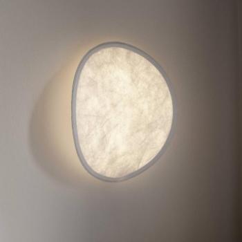 New Works LED-es fali lámpa Tense, fehér / fehér, Ø 35 cm, gyapjú kép