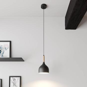 Noak lógó világítás, fekete/természetes fa, Ø 17 cm kép