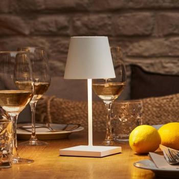 Nuindie mini LED-es újratölthető asztali lámpa, USB-C, fehér, IP54, dimmelhető kép