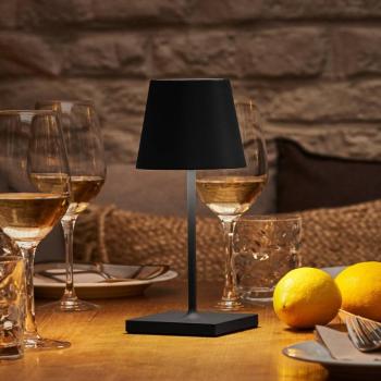 Nuindie mini LED-es újratölthető asztali lámpa, USB-C, fekete, IP54, dimm. kép