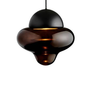 Nutty XL LED-es függőlámpa, barna / fekete, Ø 30 cm, üveg kép