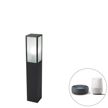 Okos álló kültéri lámpa fekete bordázott üveggel 80 cm, WiFi-vel A60 - Charlois kép
