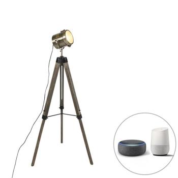 Okos állólámpa állványon fa, stúdió spotlámpával, Wifi-vel B35 - Braha kép