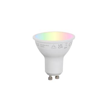 Okos GU10 50 mm-es dimmelhető LED izzó opál RGBW 4,7 W 400 lm 2700-6500 K kép