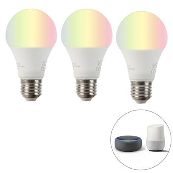 Okos készlet 3 db E27 RGBW LED izzó A60 9W 800lm 2200-4000K kép
