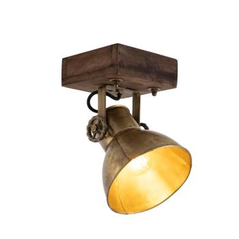 Okos mennyezeti spotlámpa bronz színben, fával, 18 cm, WiFi A60-nal - Mangoes kép