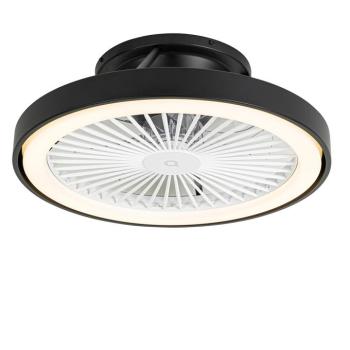 Okos mennyezeti ventilátor fekete 54 cm LED-del, fényerőszabályzóval és távirányítóval - Dave kép