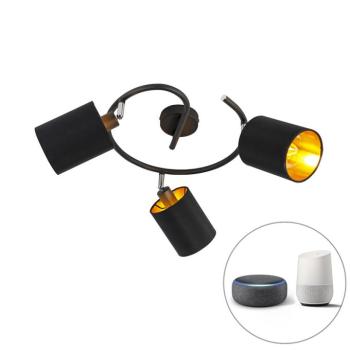 Okos modern mennyezeti lámpa fekete, 3 db WiFi B35 izzóval - Lofty kép