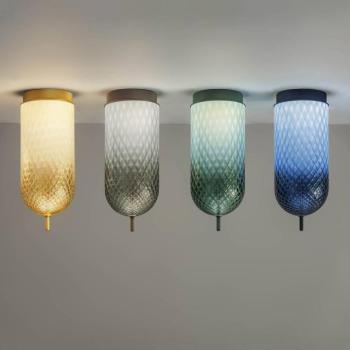 OLEV LED mennyezeti lámpa Curuba, kék, üveg, magasság 40 cm, 2700 K kép