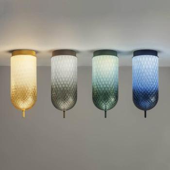 OLEV LED mennyezeti lámpa Curuba, szürke, üveg, magasság 40 cm, 2700 K kép