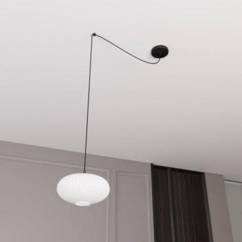 Origo függesztett lámpa, Ø 30 cm, opál/fekete, decentralizált, üveg kép
