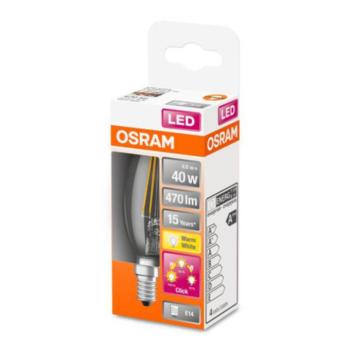 OSRAM Classic B LED lámpa E14 4W 827 3fok. dimm. kép