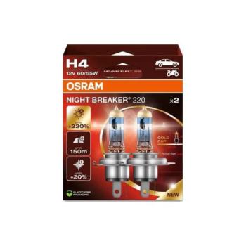 Osram KÉSZLET 2x Osram NIGHT BREAKER H4 P43t 60/55W 12V autóizzó  kép