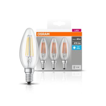 OSRAM LED gyertya E14 4W izzószál 4000K 470lm 3db kép