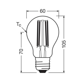 OSRAM LED izzó Filament E27 3.8W 2700K fényerőszabályozható kép
