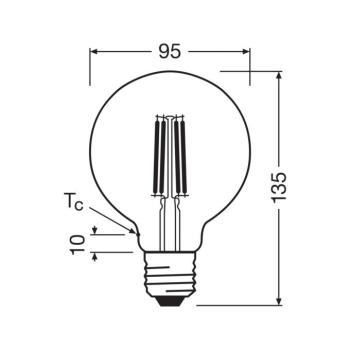 OSRAM LED izzó Globe G95 E27 3,8W izzószál 2,700K kép