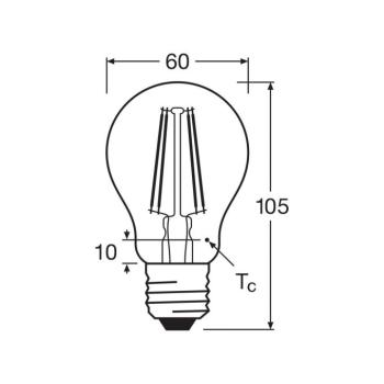 OSRAM LED izzó izzószál E27 6.5W 827 6-os kiszerelésben kép