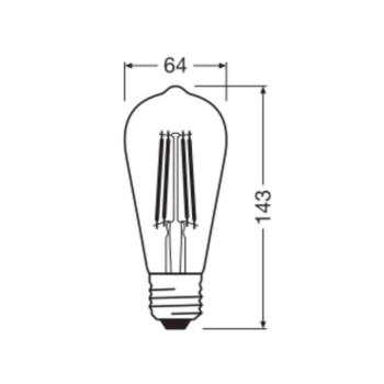 OSRAM LED Vintage 1906 Edison, arany, E27, 7,2 W, 824, dim. kép