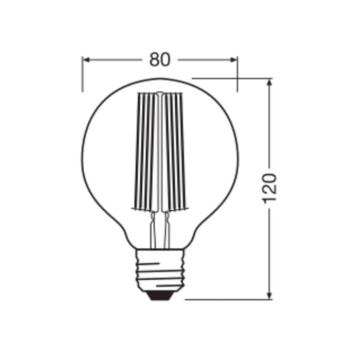 OSRAM LED Vintage 1906, G80, E27, 5,8 W, arany, 2200 K, dim. kép
