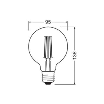 OSRAM LED Vintage 1906, G95, E27, 6,5 W, arany, 2400 K, dim. kép