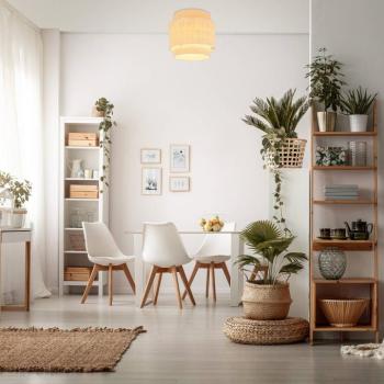 Papper mennyezeti lámpa, natúr szín, Ø 30 cm, raffia, E27 kép