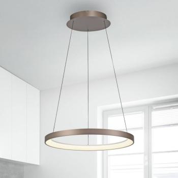 Paul Neuhaus LED-es függőlámpa Hoop, barna, Ø 57 cm, fényerőszabályzóval kép