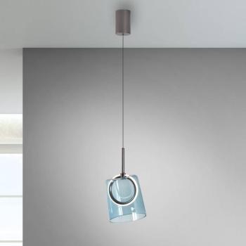 Paul Neuhaus LED-es függőlámpa Zula, kék, Ø 15 cm, üveg kép