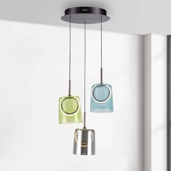 Paul Neuhaus Zula LED-es függőlámpa, Ø 40 cm, színes, 3 lámpás. kép