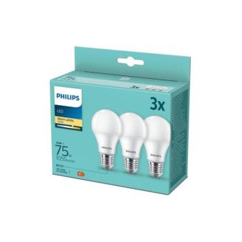 Philips KÉSZLET 3x LED Izzó Philips A60 E27/10W/230V 2700K  kép