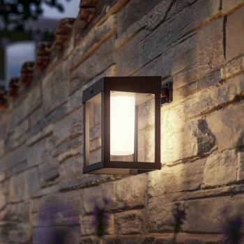 Philips LED-es napelemes fali lámpa Camill, fekete/fehér, 14 x 14 cm kép