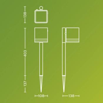 Philips LED-es napelemes földbe szúrható lámpa Virona, fekete, IP44 kép