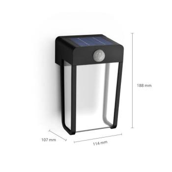 Philips LED napelemes fali lámpa, fekete/tiszta, érzékelővel kép
