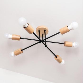  Plafonra szerelhető CAMBRIDGE csillár 6xE27/15W/230V fenyő  kép
