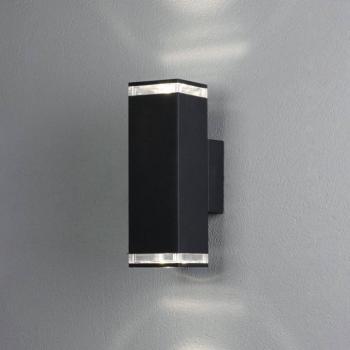 Pollux kültéri fali lámpa, 23,5 cm, fekete, alumínium, 2-lámpás. kép