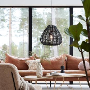 PR Home Adelle fekete rattan lógó lámpa Ø43cm kép