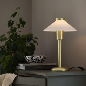 PR Home asztali lámpa August, sárgaréz színű/opál, 34 cm, fém kép