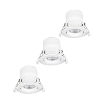 Prios LED süllyesztett lámpa Shima, fehér, 7W, 3000K, 3 db, dimmelhető kép