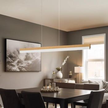 Quitani Keijo LED-es függesztett lámpa, nikkel/tölgy, 123 cm kép