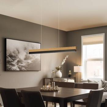 Quitani Keijo LED-es függőlámpa, fekete/tölgyfa, 98cm kép