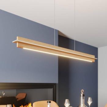 Quitani LED-es függőlámpa Lexa, tölgy/nikkel, hossza 118 cm kép