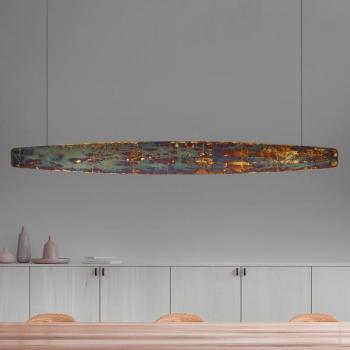 Quitani Persida LED-es függőlámpa, 118 cm, ütőfém, arany kép