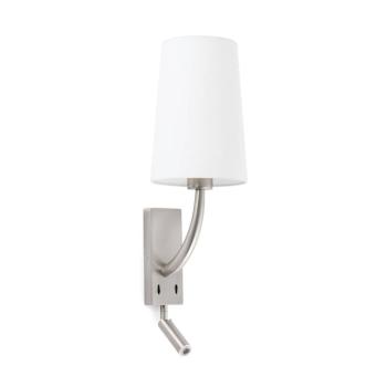 Rem fali lámpa LED-es olvasólámpával, fehér/nikkel kép