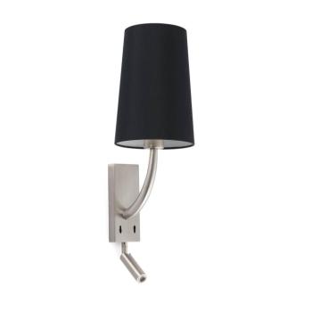 Rem fali lámpa LED olvasólámpával fekete/nikkel kép
